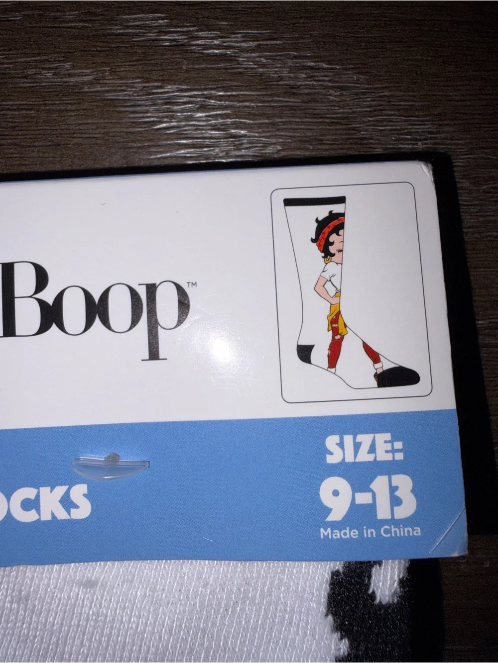 Betty Boop White Crew Socks with Red & Black Character Accent